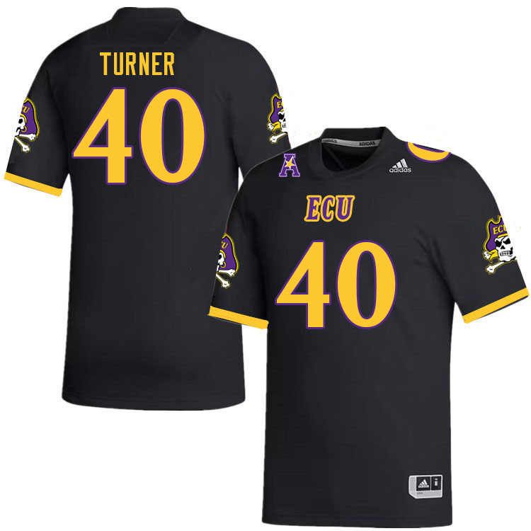 Men #40 Greg Turner ECU Pirates College Football Jerseys Stitched Sale-Black
